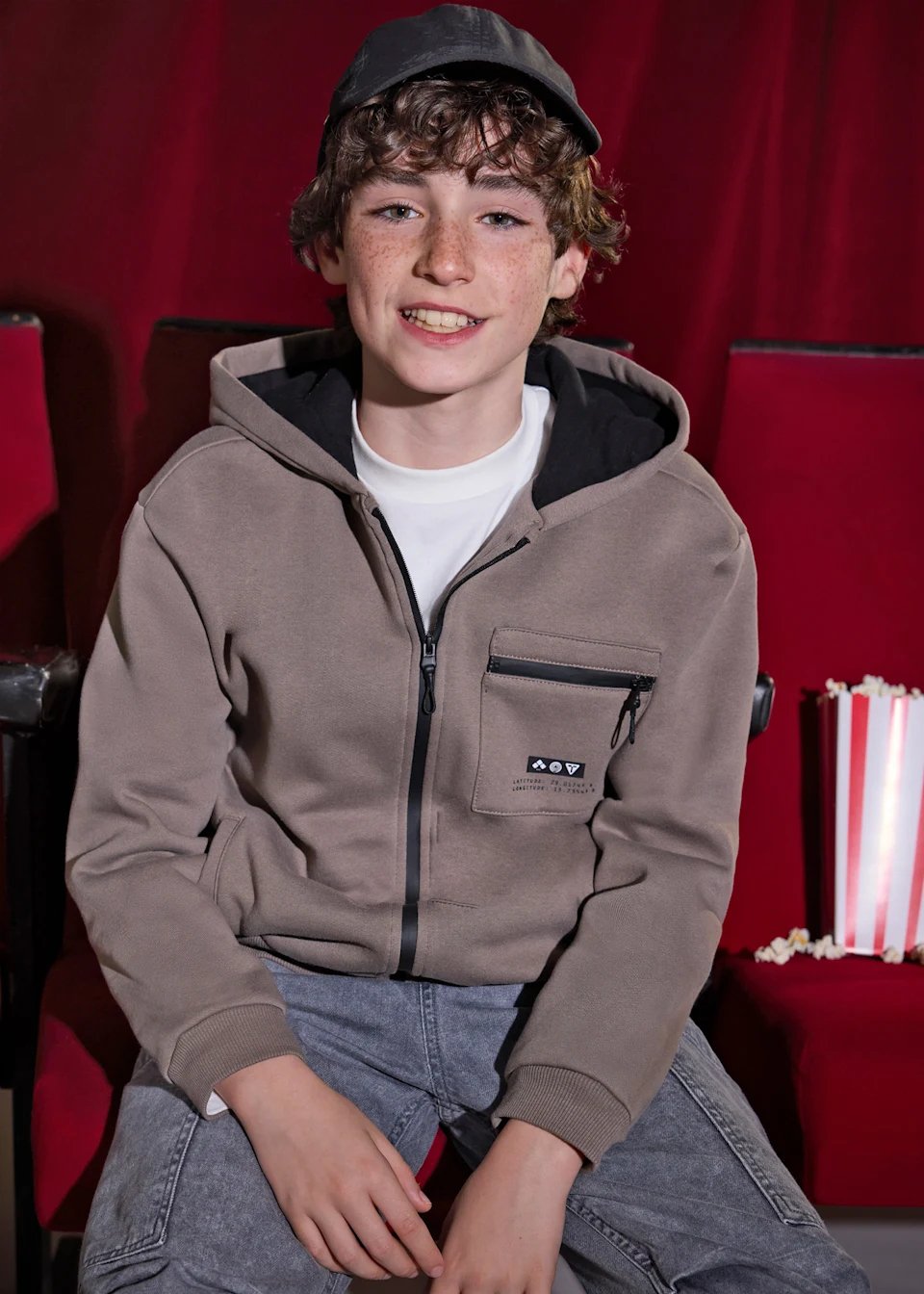 Felpa cerniera tasche ragazzo