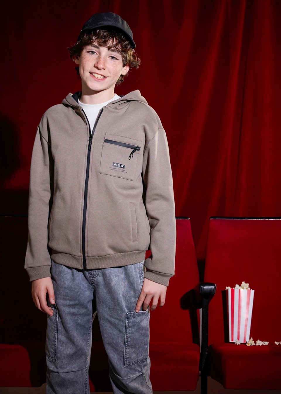 Felpa cerniera tasche ragazzo - immagine 3